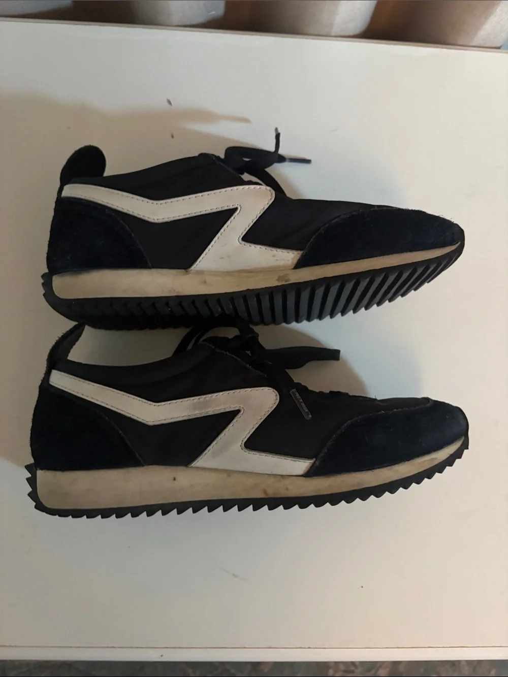 rag & bone Black and White Retro Runner Sneakers